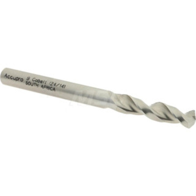 Accupro 0.238 130 Parabolic Flute Cobalt Screw Machine Drill Bit Bright Finish, Right Hand Cut, 1.22 Flute Length, 2.756 OAL, Split Point, Straight Shank 1630605-AC – 01332329