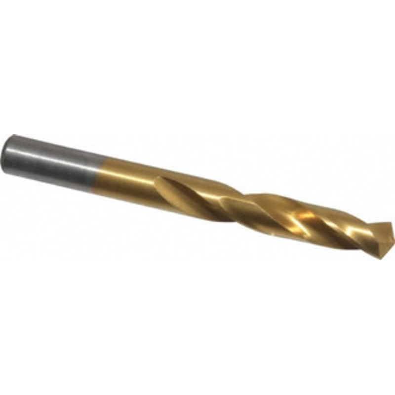 Chicago-Latrobe 0.29 135 Spiral Flute High Speed Steel Screw Machine Drill Bit TiN Finish, Right Hand Cut, 1-9/16 Flute Length, 2-3/4 OAL, Split Point, Straight Shank 48243 – 06131692