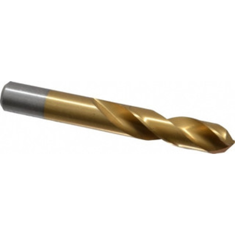 Chicago-Latrobe 1/2 135 Spiral Flute High Speed Steel Screw Machine Drill Bit TiN Finish, Right Hand Cut, 2-1/4 Flute Length, 3-3/4 OAL, Split Point, Straight Shank 48232 – 06131585