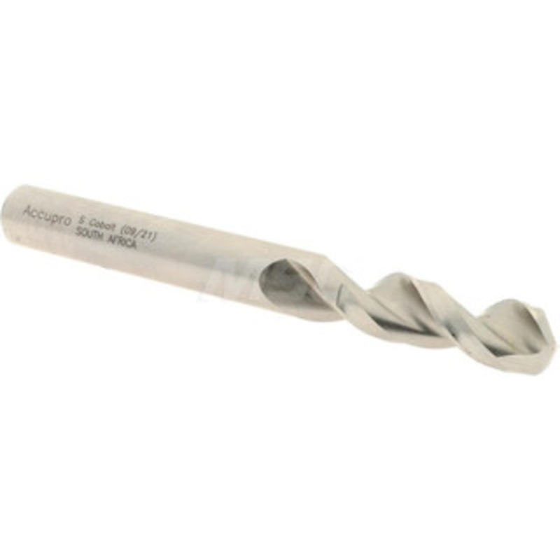 Accupro 0.348 130 Parabolic Flute Cobalt Screw Machine Drill Bit Bright Finish, Right Hand Cut, 1.575 Flute Length, 3.307 OAL, Split Point, Straight Shank 1630884-AC – 01332758