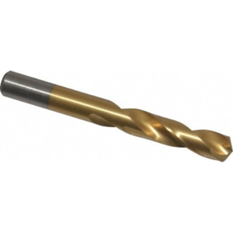 Chicago-Latrobe 0.377 135 Spiral Flute High Speed Steel Screw Machine Drill Bit TiN Finish, Right Hand Cut, 1-7/8 Flute Length, 3-1/4 OAL, Split Point, Straight Shank 48253 – 06131791