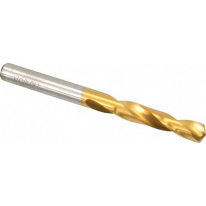 Chicago-Latrobe 13/64 135 Spiral Flute High Speed Steel Screw Machine Drill Bit TiN Finish, Right Hand Cut, 1-3/16 Flute Length, 2-1/4 OAL, Split Point, Straight Shank 48213 – 06131395