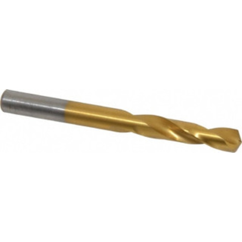 Chicago-Latrobe 0.246 135 Spiral Flute High Speed Steel Screw Machine Drill Bit TiN Finish, Right Hand Cut, 1-3/8 Flute Length, 2-1/2 OAL, Split Point, Straight Shank 48236 – 06131627