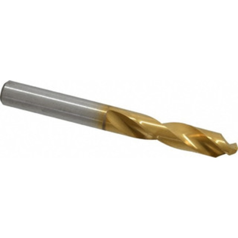 Chicago-Latrobe 5/16 135 Spiral Flute High Speed Steel Screw Machine Drill Bit TiN Finish, Right Hand Cut, 1-5/8 Flute Length, 2-13/16 OAL, Split Point, Straight Shank 48220 – 06131460