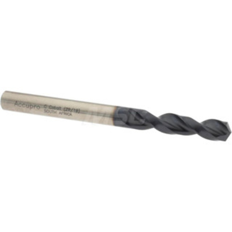 Accupro 0.242 130 Parabolic Flute Cobalt Screw Machine Drill Bit TiAlN Finish, Right Hand Cut, 1.22 Flute Length, 2.756 OAL, Split Point, Straight Shank 1630615A-AC – 01349265