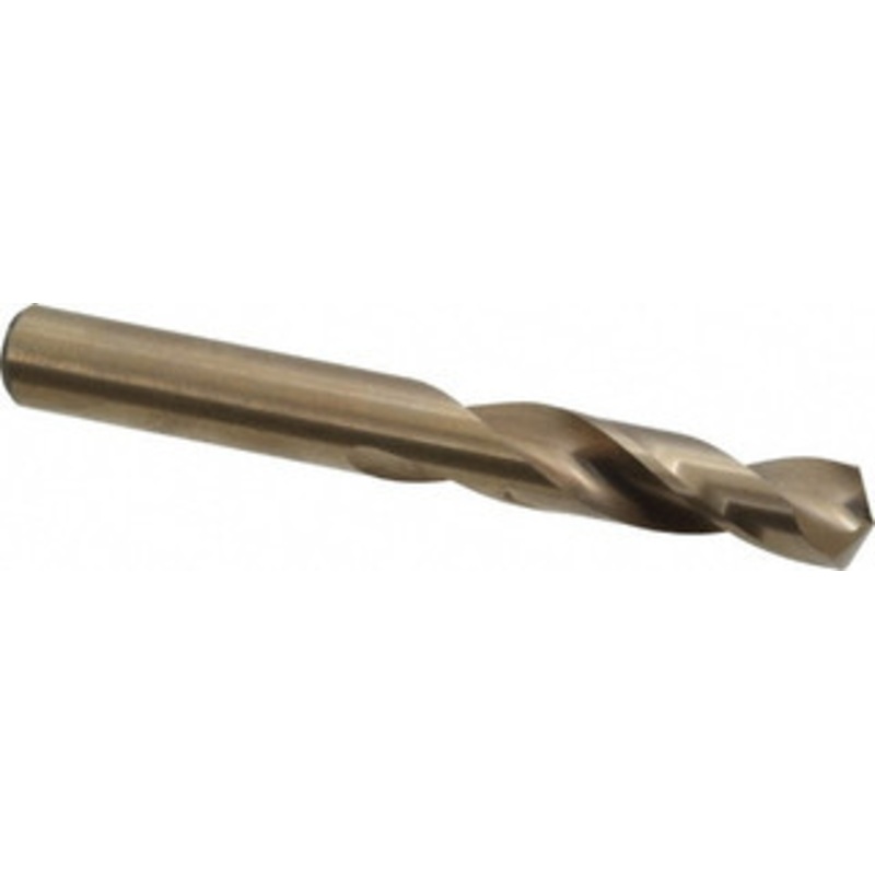 Chicago-Latrobe 0.404 135 Spiral Flute Cobalt Screw Machine Drill Bit Oxide/Gold Finish, Right Hand Cut, 1-15/16 Flute Length, 3-5/16 OAL, Split Point, Straight Shank 50854 – 81373250