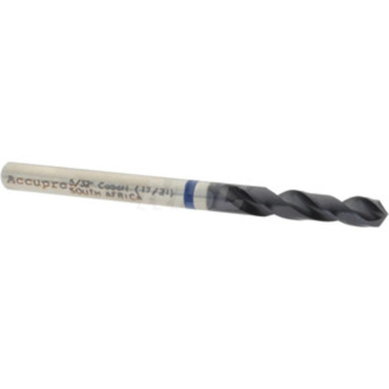 Accupro 5/32 120 Spiral Flute Cobalt Screw Machine Drill Bit TiAlN Finish, Right Hand Cut, 22mm Flute Length, 55mm OAL, Split Point, Straight Shank 1BS0397-AC – 05493473