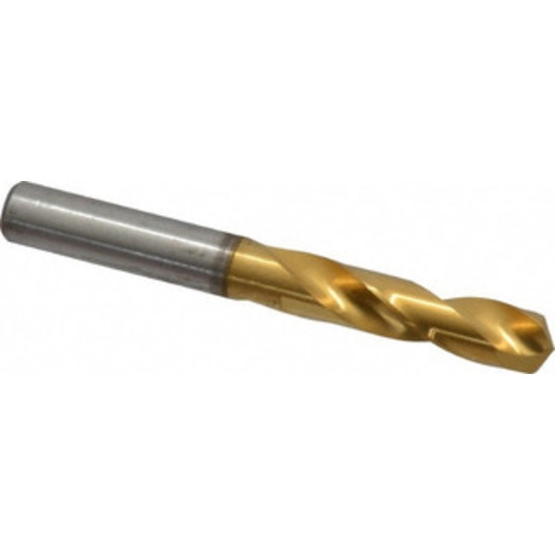 Chicago-Latrobe 23/64 135 Spiral Flute High Speed Steel Screw Machine Drill Bit TiN Finish, Right Hand Cut, 1-3/4 Flute Length, 3-1/16 OAL, Split Point, Straight Shank 48223 – 06131494