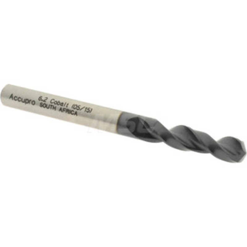 Accupro 0.2441 130 Parabolic Flute Cobalt Screw Machine Drill Bit TiAlN Finish, Right Hand Cut, 1.22 Flute Length, 2.756 OAL, Split Point, Straight Shank 1630620A-AC – 01349273