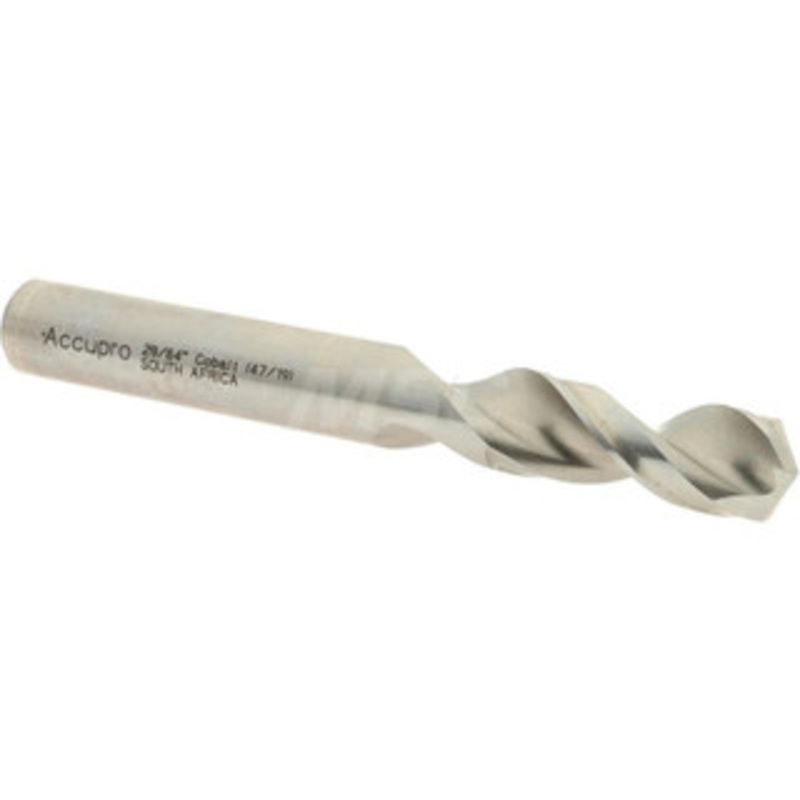 Accupro 29/64 130 Parabolic Flute Cobalt Screw Machine Drill Bit Bright Finish, Right Hand Cut, 1.85 Flute Length, 3.74 OAL, Split Point, Straight Shank 1631151-AC – 01332972