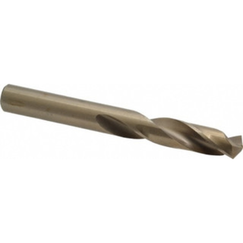 Chicago-Latrobe 0.386 135 Spiral Flute Cobalt Screw Machine Drill Bit Oxide/Gold Finish, Right Hand Cut, 1-7/8 Flute Length, 3-1/4 OAL, Split Point, Straight Shank 50852 – 81373235