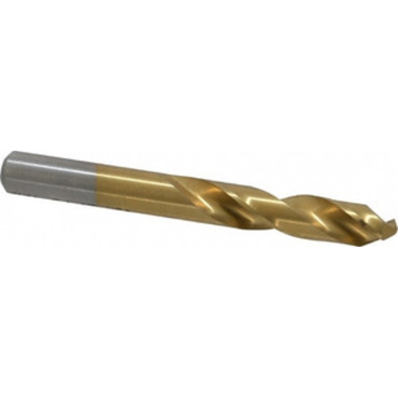 Chicago-Latrobe 21/64 135 Spiral Flute High Speed Steel Screw Machine Drill Bit TiN Finish, Right Hand Cut, 1-11/16 Flute Length, 2-15/16 OAL, Split Point, Straight Shank 48221 – 06131478