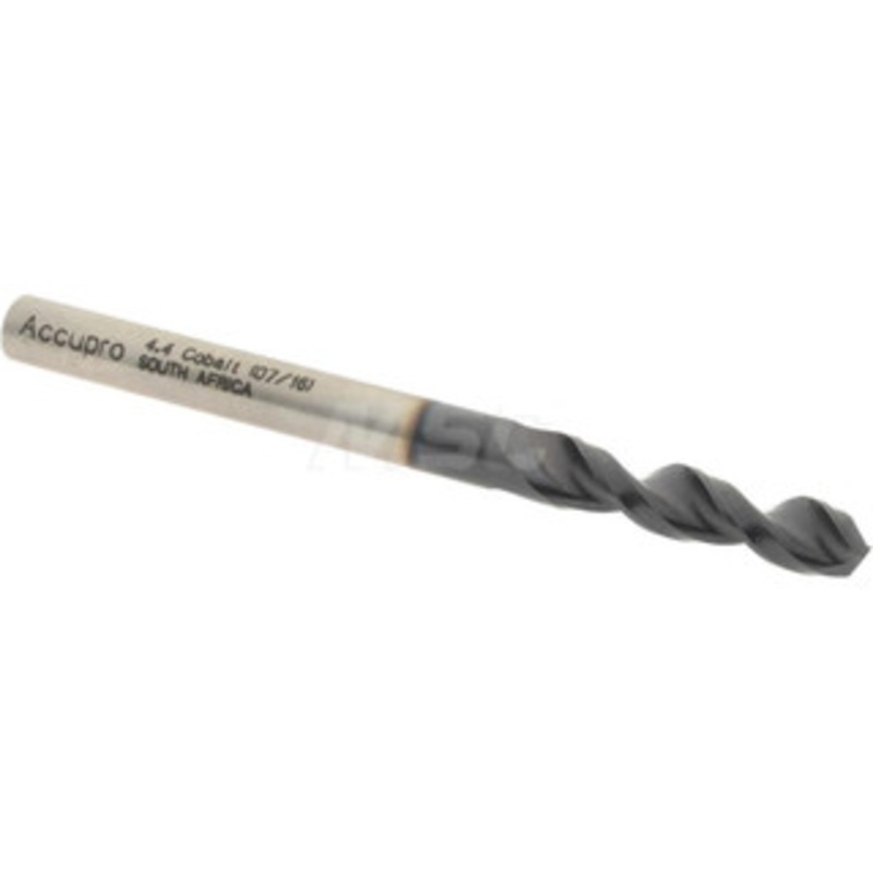 Accupro 0.1732 130 Parabolic Flute Cobalt Screw Machine Drill Bit TiAlN Finish, Right Hand Cut, 0.945 Flute Length, 2.283 OAL, Split Point, Straight Shank 1630440A-AC – 01348887