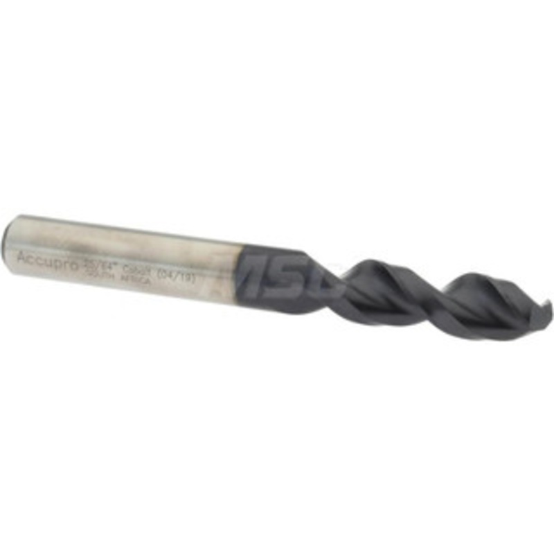 Accupro 25/64 130 Parabolic Flute Cobalt Screw Machine Drill Bit TiAlN Finish, Right Hand Cut, 1.693 Flute Length, 3.504 OAL, Split Point, Straight Shank 1630992A-AC – 01349802