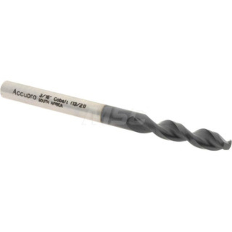Accupro 3/16 130 Parabolic Flute Cobalt Screw Machine Drill Bit TiAlN Finish, Right Hand Cut, 1.024 Flute Length, 2.441 OAL, Split Point, Straight Shank 1630476A-AC – 01348960
