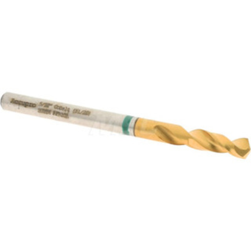 Accupro 5/32 130 Spiral Flute Cobalt Screw Machine Drill Bit TiN Finish, Right Hand Cut, 22mm Flute Length, 55mm OAL, Split Point, Straight Shank 1GB0397-AC – 56514136