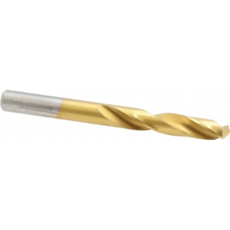 Chicago-Latrobe 0.257 135 Spiral Flute High Speed Steel Screw Machine Drill Bit TiN Finish, Right Hand Cut, 1-7/16 Flute Length, 2-5/8 OAL, Split Point, Straight Shank 48237 – 06131635