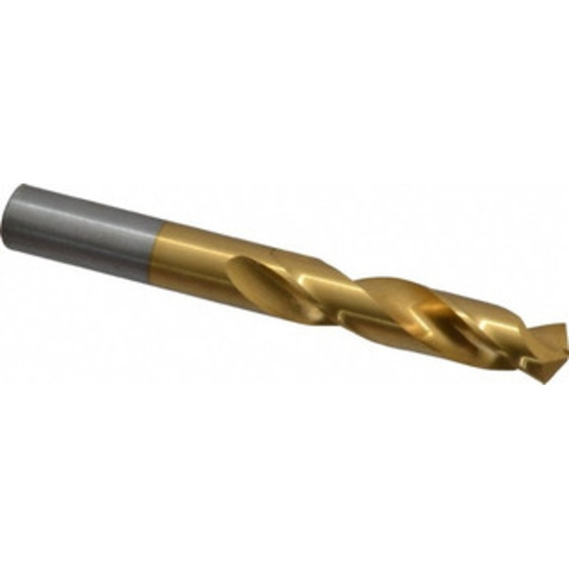 Chicago-Latrobe 25/64 135 Spiral Flute High Speed Steel Screw Machine Drill Bit TiN Finish, Right Hand Cut, 1-7/8 Flute Length, 3-1/4 OAL, Split Point, Straight Shank 48225 – 06131510