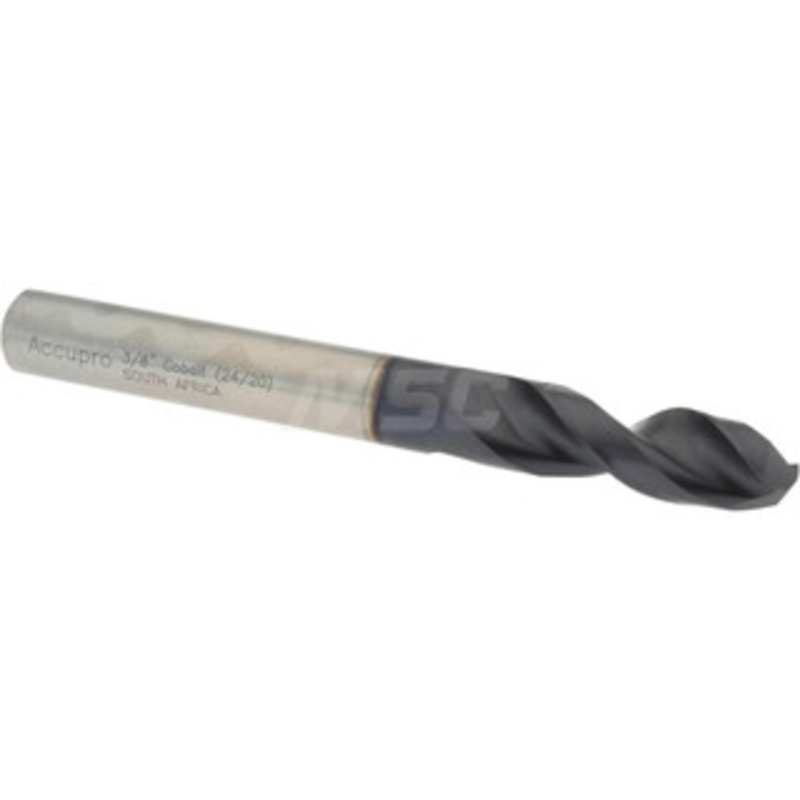 Accupro 3/8 130 Parabolic Flute Cobalt Screw Machine Drill Bit TiAlN Finish, Right Hand Cut, 1.693 Flute Length, 3.504 OAL, Split Point, Straight Shank 1630953A-AC – 01349752