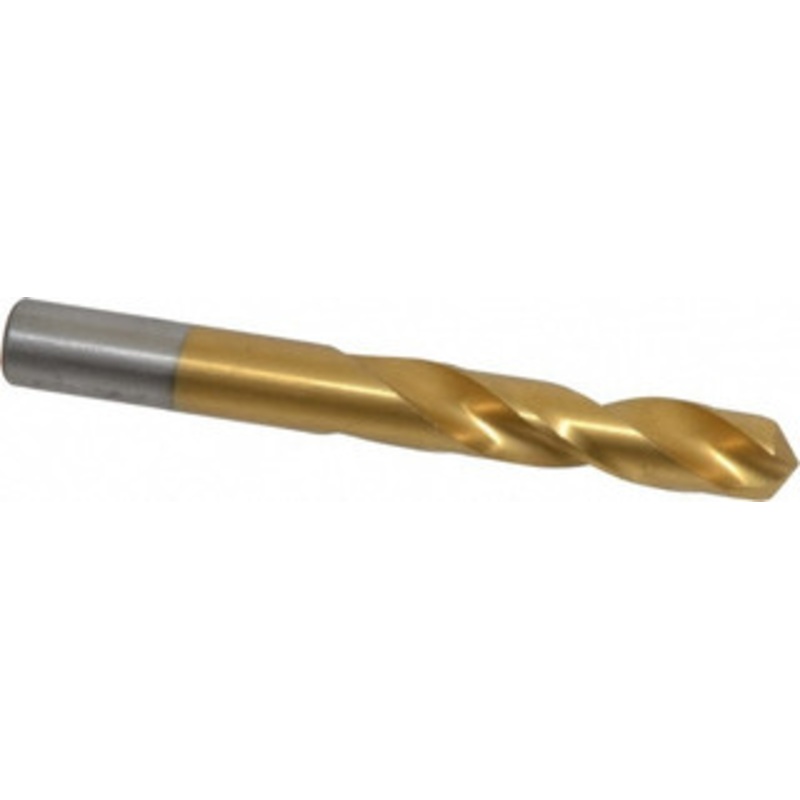 Chicago-Latrobe 0.368 135 Spiral Flute High Speed Steel Screw Machine Drill Bit TiN Finish, Right Hand Cut, 1-13/16 Flute Length, 3-1/8 OAL, Split Point, Straight Shank 48252 – 06131783