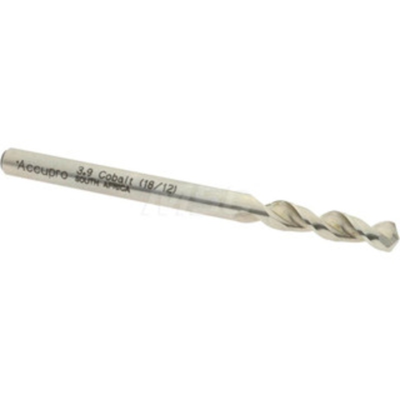 Accupro 0.1535 130 Parabolic Flute Cobalt Screw Machine Drill Bit Bright Finish, Right Hand Cut, 0.866 Flute Length, 2.165 OAL, Split Point, Straight Shank 1630390-AC – 01331826