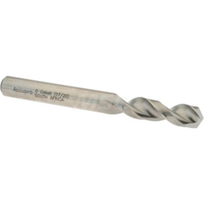 Accupro 0.316 130 Parabolic Flute Cobalt Screw Machine Drill Bit Bright Finish, Right Hand Cut, 1.457 Flute Length, 3.11 OAL, Split Point, Straight Shank 1630803-AC – 01332659