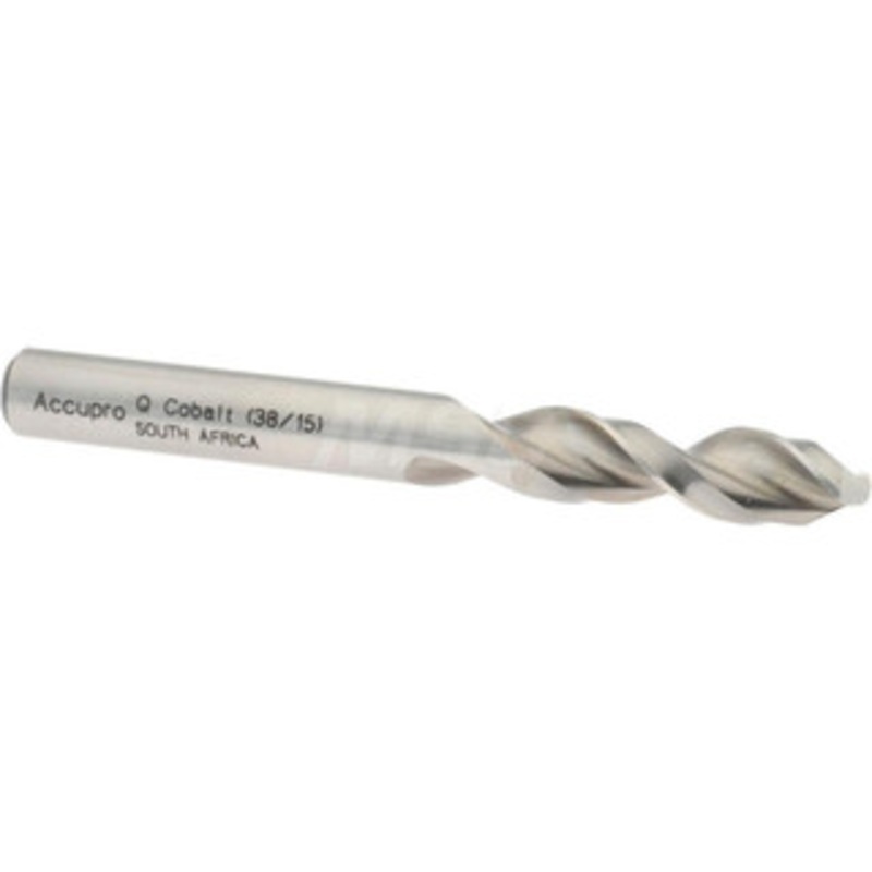 Accupro 0.332 130 Parabolic Flute Cobalt Screw Machine Drill Bit Bright Finish, Right Hand Cut, 1.457 Flute Length, 3.11 OAL, Split Point, Straight Shank 1630843-AC – 01332691