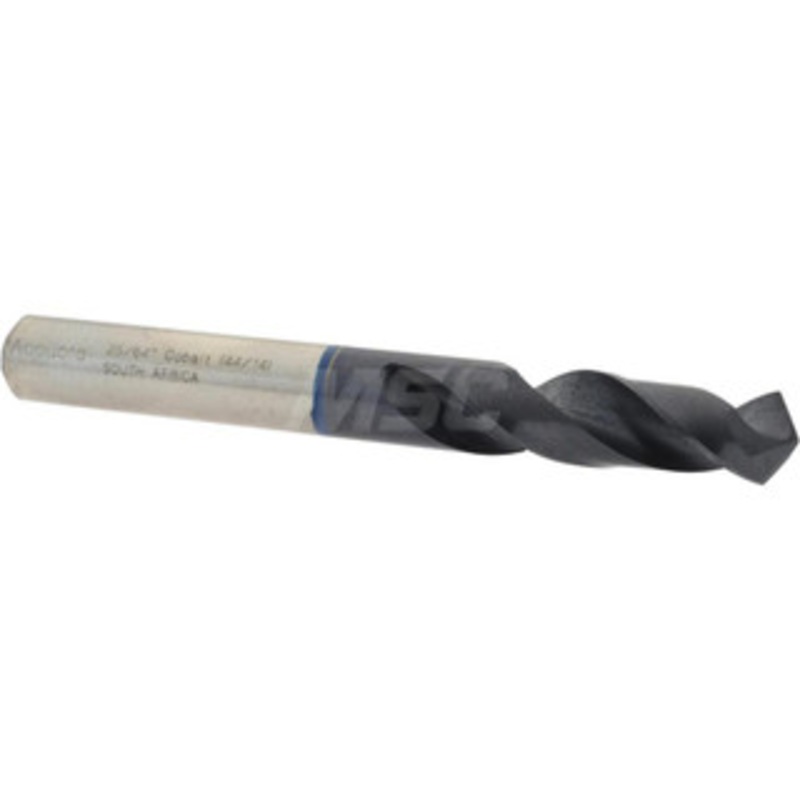 Accupro 25/64 120 Spiral Flute Cobalt Screw Machine Drill Bit TiAlN Finish, Right Hand Cut, 43mm Flute Length, 89mm OAL, Faceted Point, Straight Shank 1BS0992-AC – 05494224