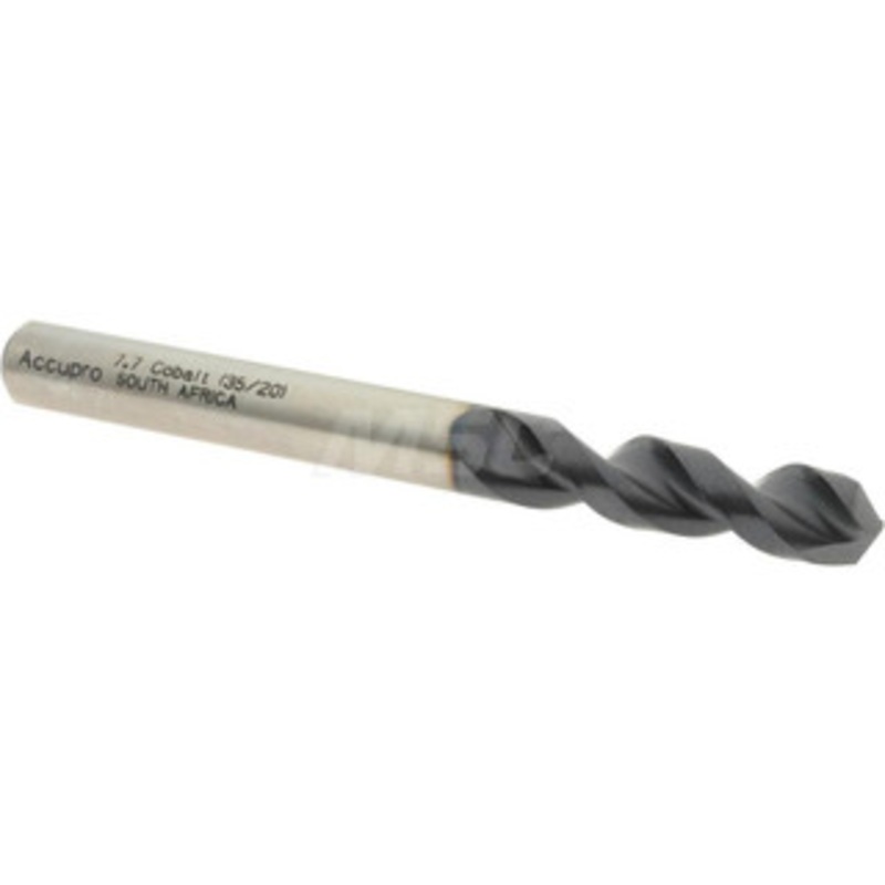 Accupro 0.3031 130 Parabolic Flute Cobalt Screw Machine Drill Bit TiAlN Finish, Right Hand Cut, 1.457 Flute Length, 3.11 OAL, Split Point, Straight Shank 1630770A-AC – 01349521