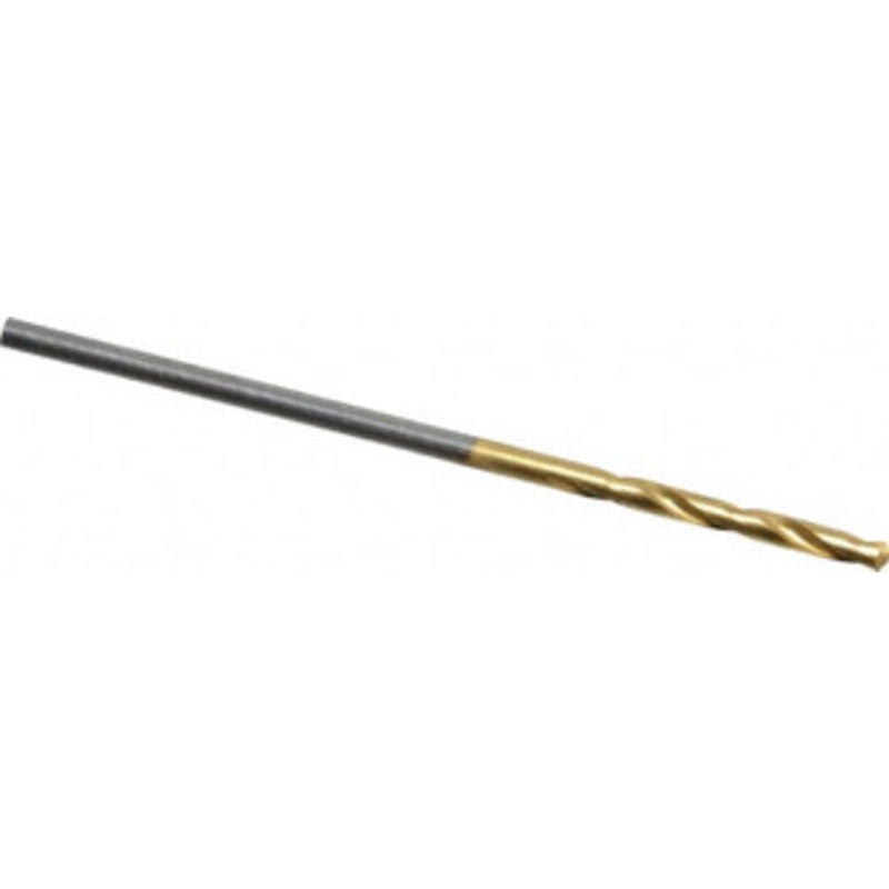Chicago-Latrobe 3/64 135 Spiral Flute High Speed Steel Screw Machine Drill Bit TiN Finish, Right Hand Cut, 1/2 Flute Length, 1-3/8 OAL, Split Point, Straight Shank 48203 – 06131296