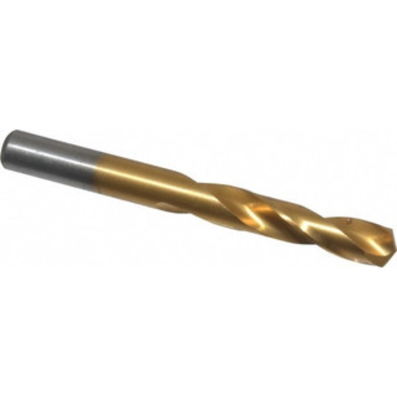 Chicago-Latrobe 0.295 135 Spiral Flute High Speed Steel Screw Machine Drill Bit TiN Finish, Right Hand Cut, 1-9/16 Flute Length, 2-3/4 OAL, Split Point, Straight Shank 48244 – 06131700
