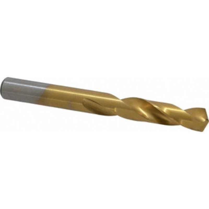Chicago-Latrobe 0.332 135 Spiral Flute High Speed Steel Screw Machine Drill Bit TiN Finish, Right Hand Cut, 1-11/16 Flute Length, 3 OAL, Split Point, Straight Shank 48248 – 06131742