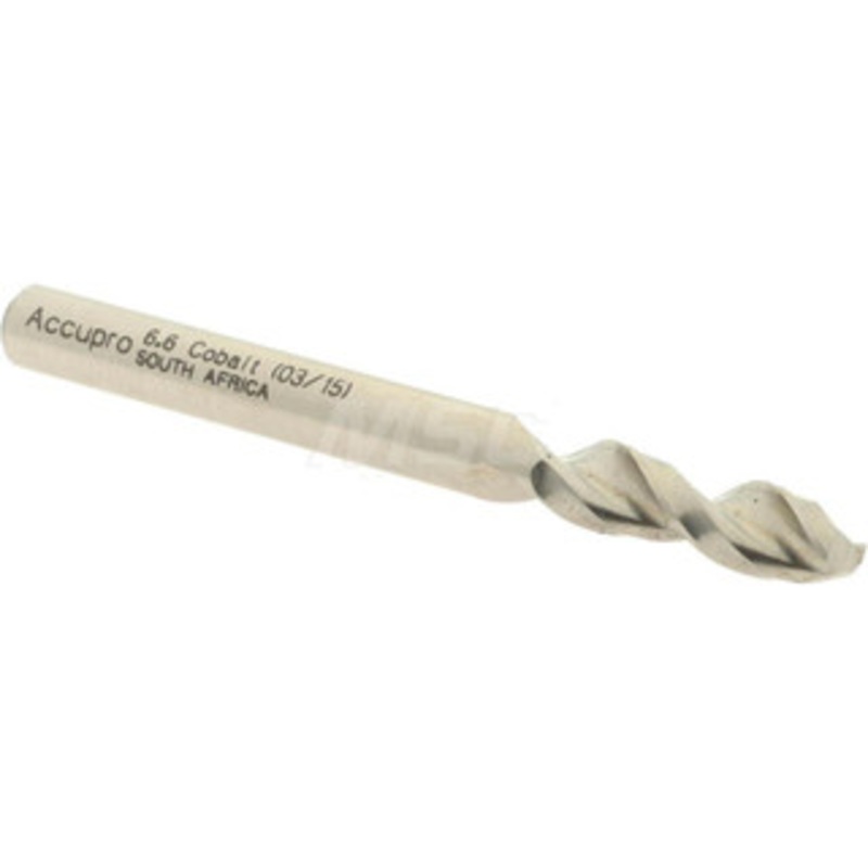 Accupro 0.2598 130 Parabolic Flute Cobalt Screw Machine Drill Bit Bright Finish, Right Hand Cut, 1.22 Flute Length, 2.756 OAL, Split Point, Straight Shank 1630660-AC – 01332428