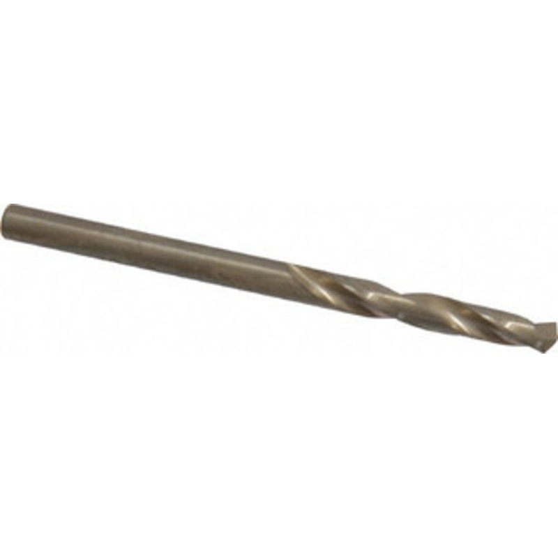 Chicago-Latrobe 1/8 135 Spiral Flute Cobalt Screw Machine Drill Bit Oxide/Gold Finish, Right Hand Cut, 7/8 Flute Length, 1-7/8 OAL, Split Point, Straight Shank 50805 – 81371080